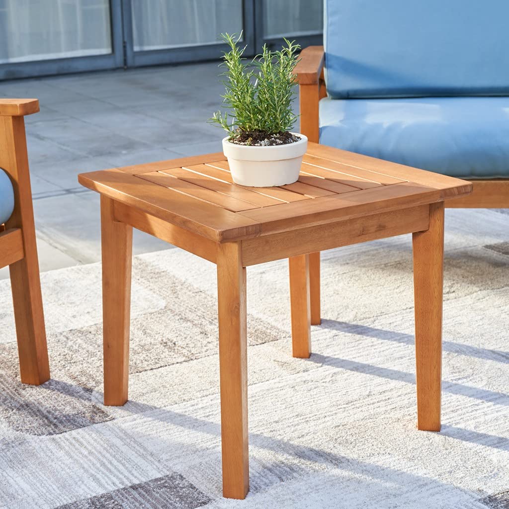 HomeRoots Brown Eucalyptus Natural Wood Patio Side Table