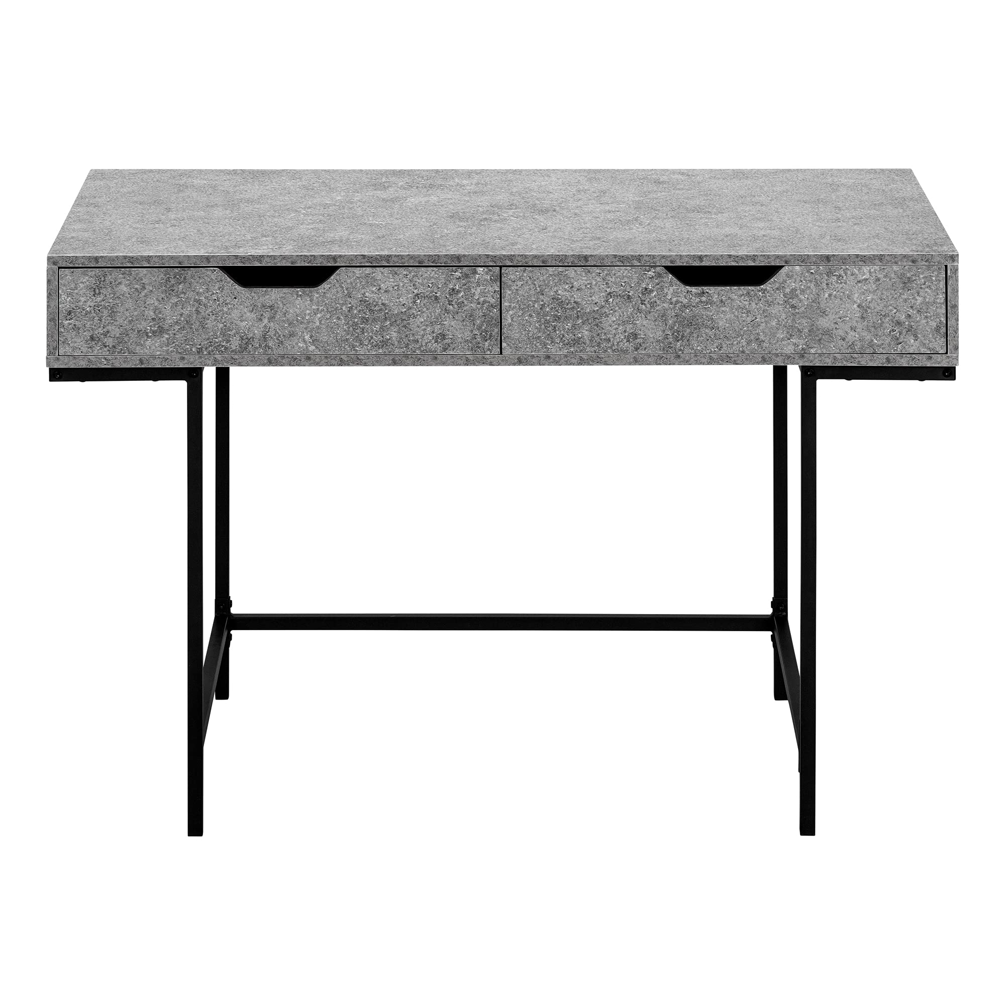 Monarch Specialties 7559 Computer Desk, Home Office, Laptop, Storage Drawers, 48' L, Work, Metal, Laminate, Contemporary, Modern Desk-48 L Grey Stone-Look Black, 47.25' L x 23.75' W x 30' H