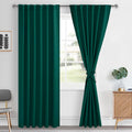 Hiasan Emerald Green Blackout Curtains 2 Panels for Bedroom, Back Tab & Rod Pocket Christmas Curtains Sewn with Tiebacks, Room D