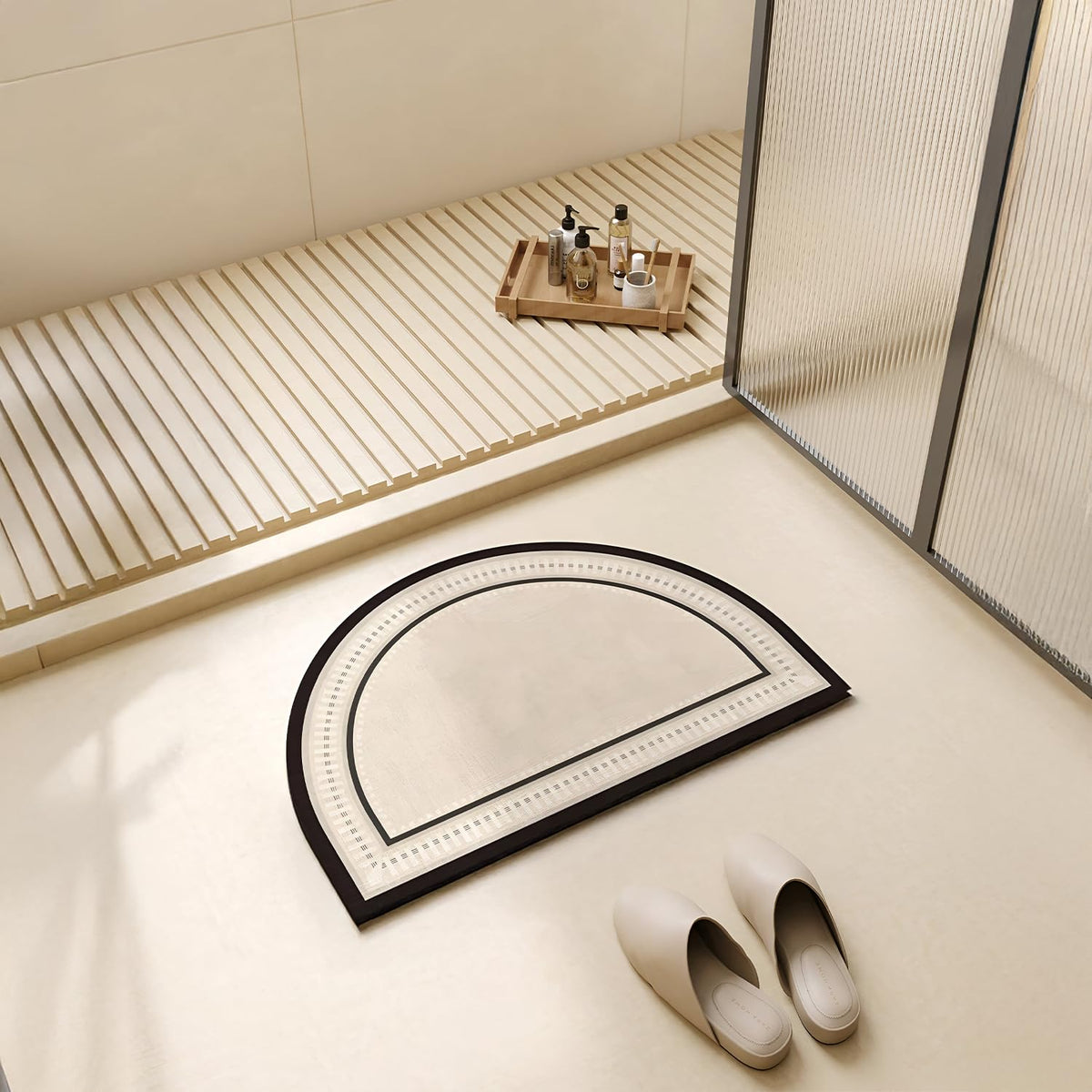 SYGA NonSlip QuickDrying HalfRound Bathroom & Door Mat  Water Absorbent, EasytoClean, WearResistant Floor Mat, 40 x 60 cm