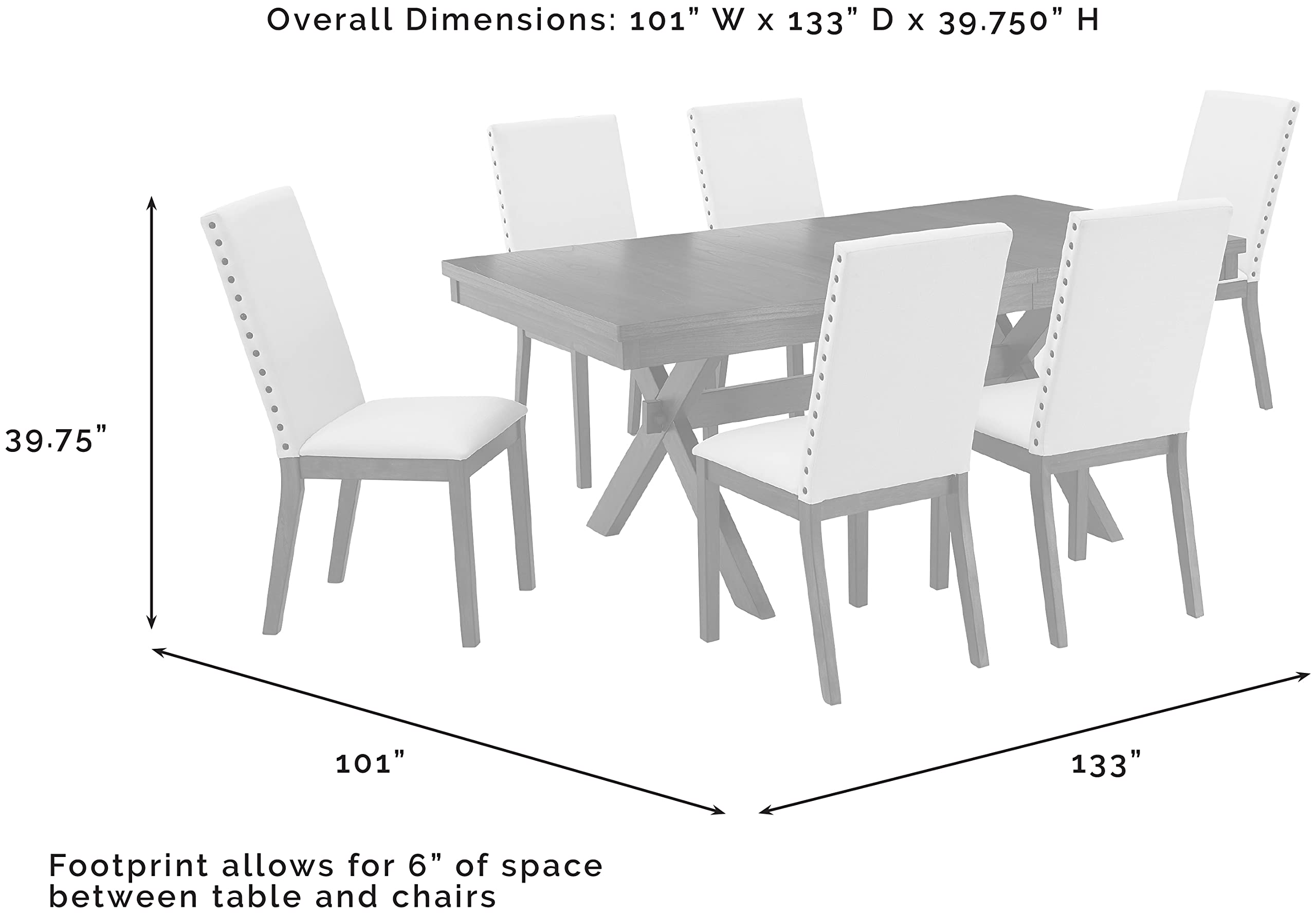 Crosley Furniture Hayden 7-Piece Modern Farmhouse Dining Table Set for 6 with Parsons Chairs, Slate