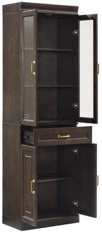 Crosley Furniture Stanton Glass Door Pantry Storage Cabinet with Shelves, Kitchen, Dining, or Laundry Room, Coffee