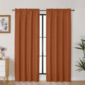Lecloud Bessie Orange Curtains 78 Inches Long 2 Pcs, Home Decor Airy Living Room Curtains for Bedroom Window Treatments, Dual Ro