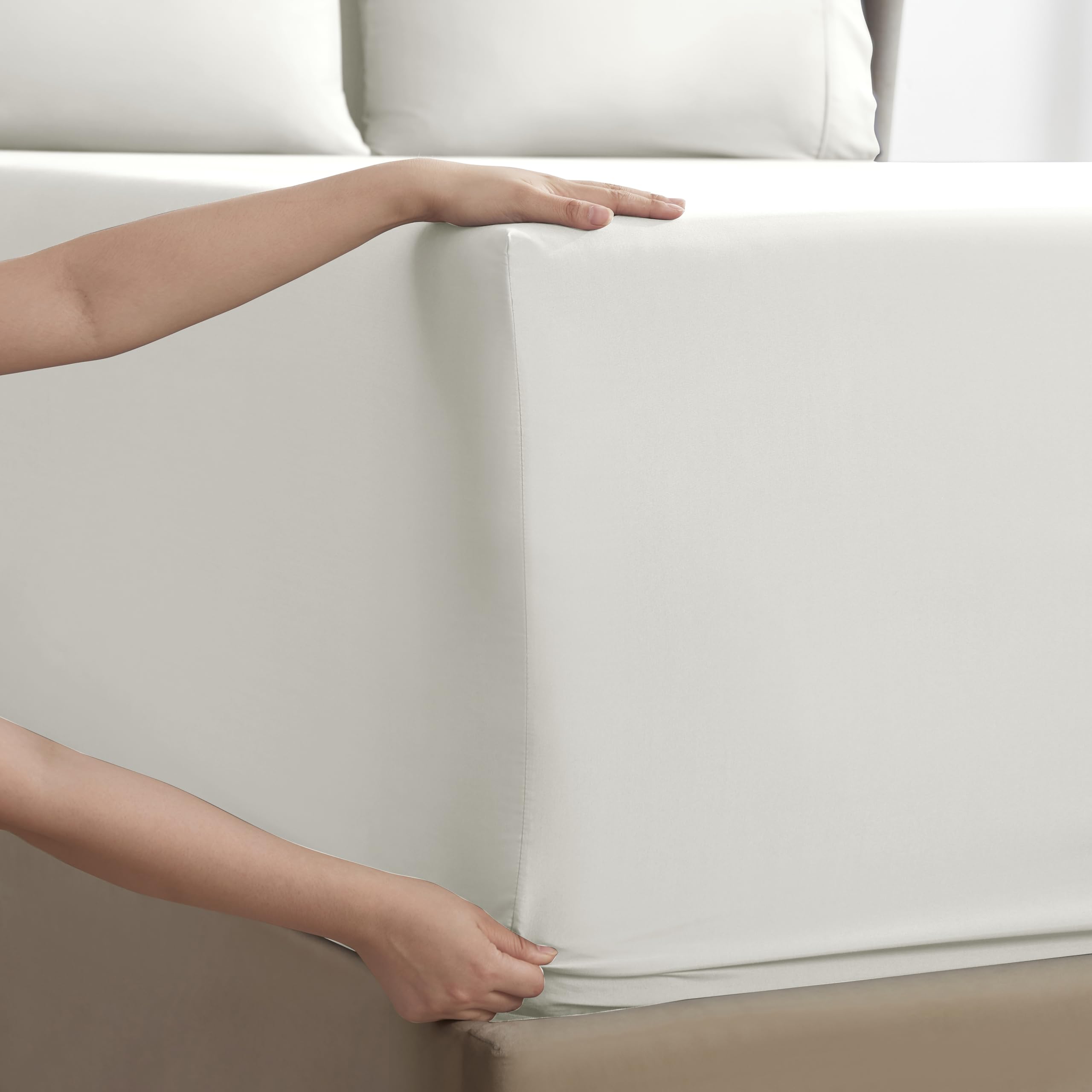 Nestl Extra Twin Deep Pocket Sheets Set - 4 Pc Soft Microfiber Twin Sheets Deep Pocket - Fade Resistant Bedding Sheets & Pillowcases - Twin, Off White