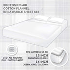 Comfort Spaces Cotton Flannel Breathable Warm Deep Pocket Sheets With Pillow Case Bedding, Full, Scottish Plaid Blue, 4 Piece
