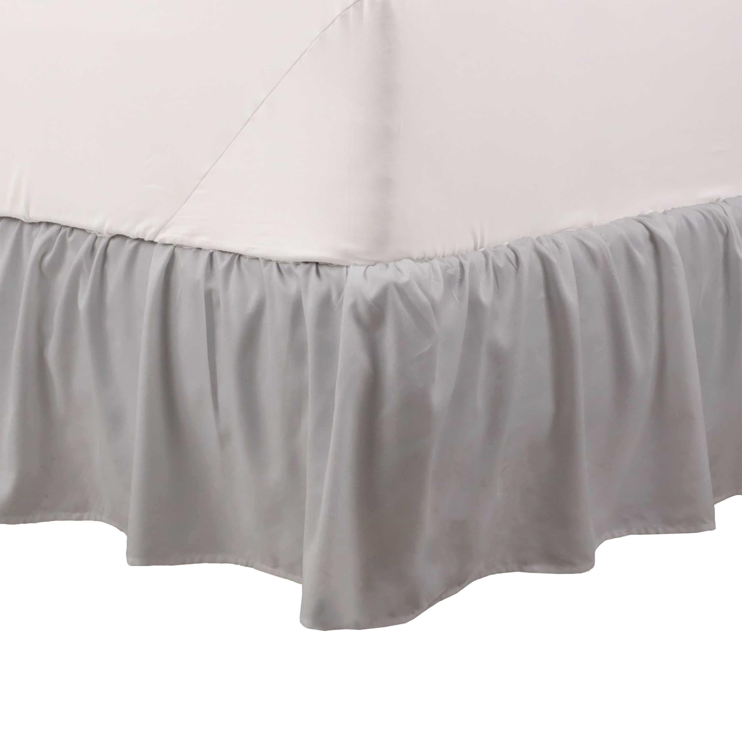 Martex Full Ruffle Bed Skirt | Easy Fit Bed Skirts | Microfiber Bed Skirt | 15 Inch Drop | Hotel Quality Bedskirt | Gray