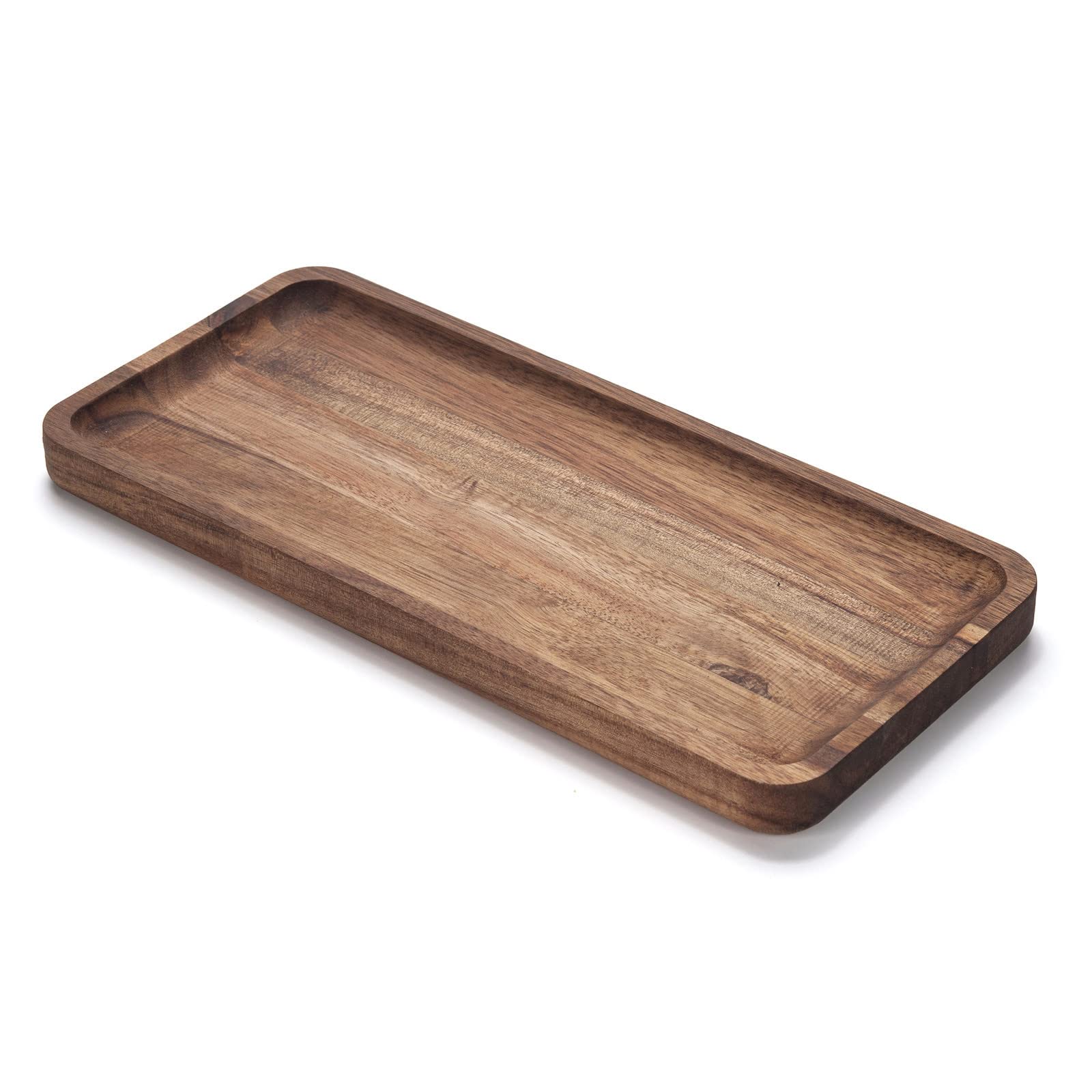 Bathroom Vanity Tray, Acacia Wood Counter Tray, Toilet Tank Tray, Appetizer Charcuterie Snack Serving Board, 11.8 x 5.5 x 0.8 in