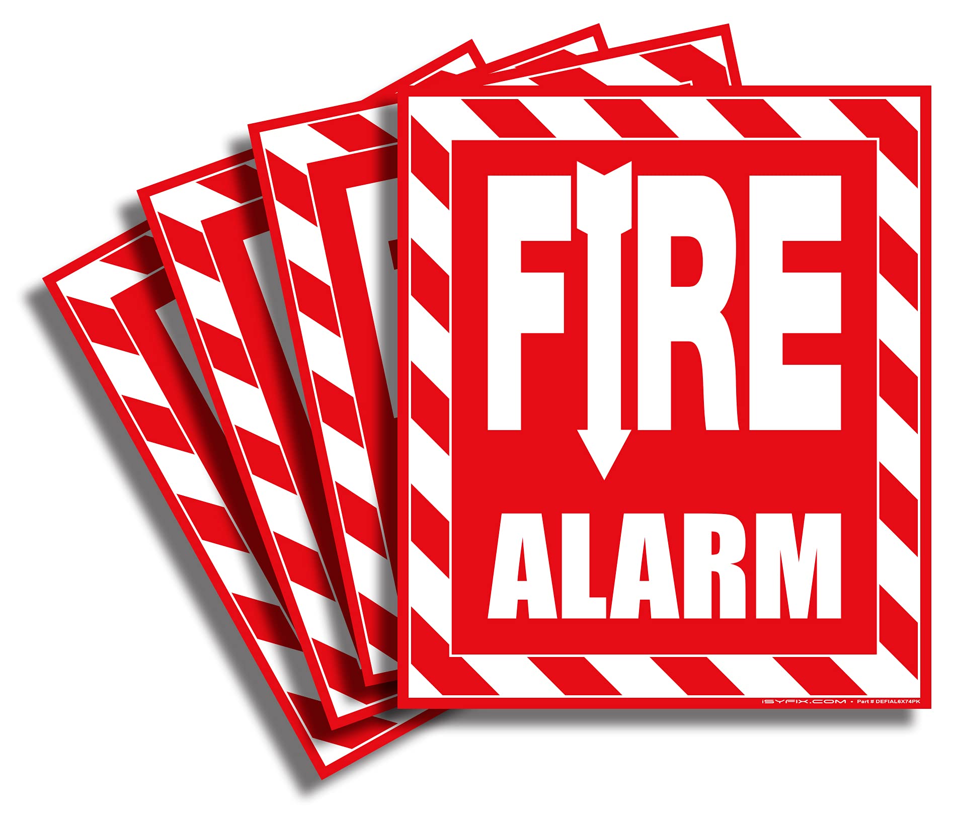 Isyfix Fire Alarm Sticker Signs Stickers - 4 Pack 6X7 Inch - Premium Self-Adhesive Vinyl, Laminated For Ultimate Uv, Weather, Sc