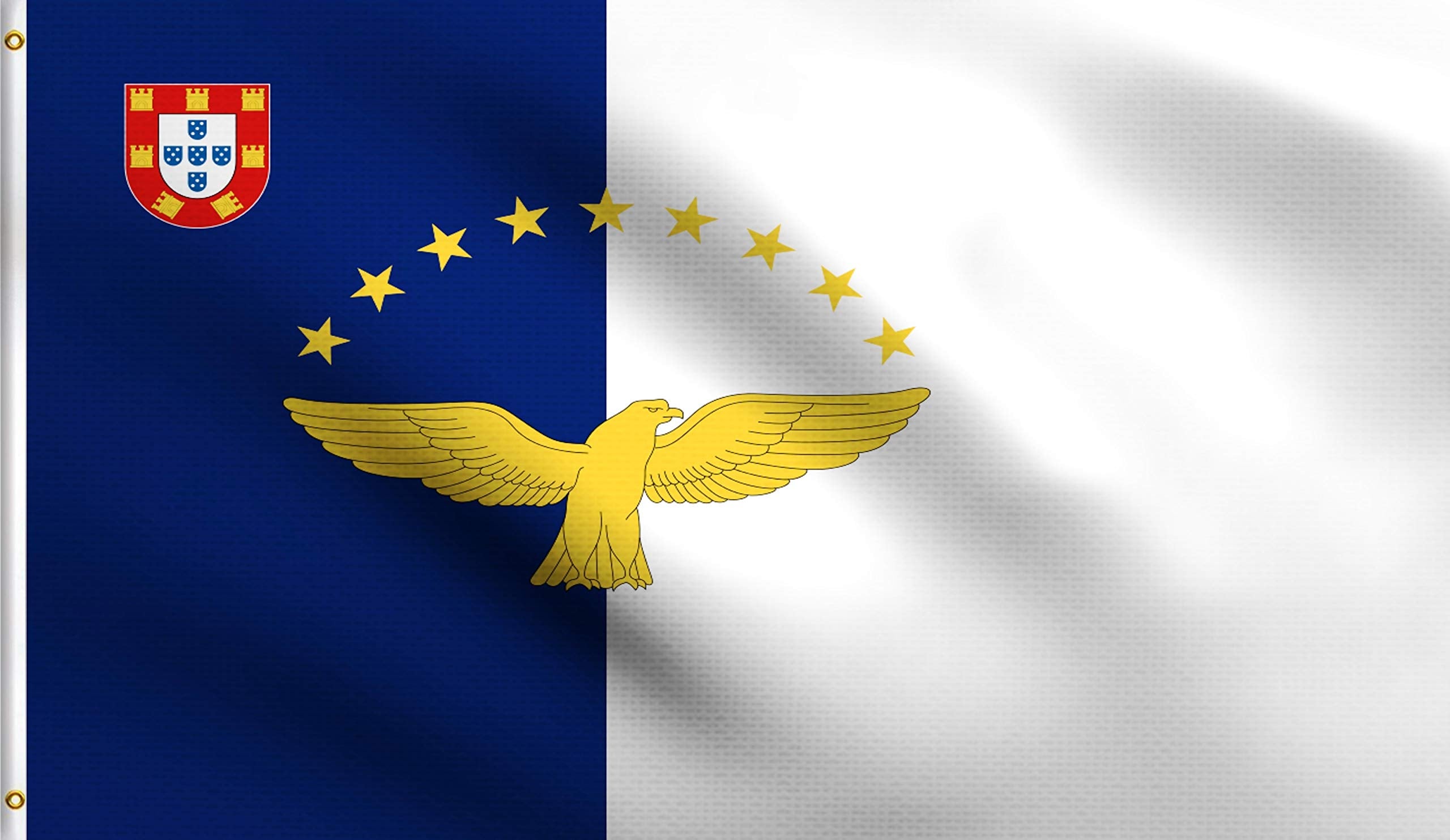 Dmse Azores Portuguese Autonomous Region Of The Azores Flag 3X5 Ft Foot 100% Polyester 100D Flag Uv Resistant (3'X5' Ft Foot) (3