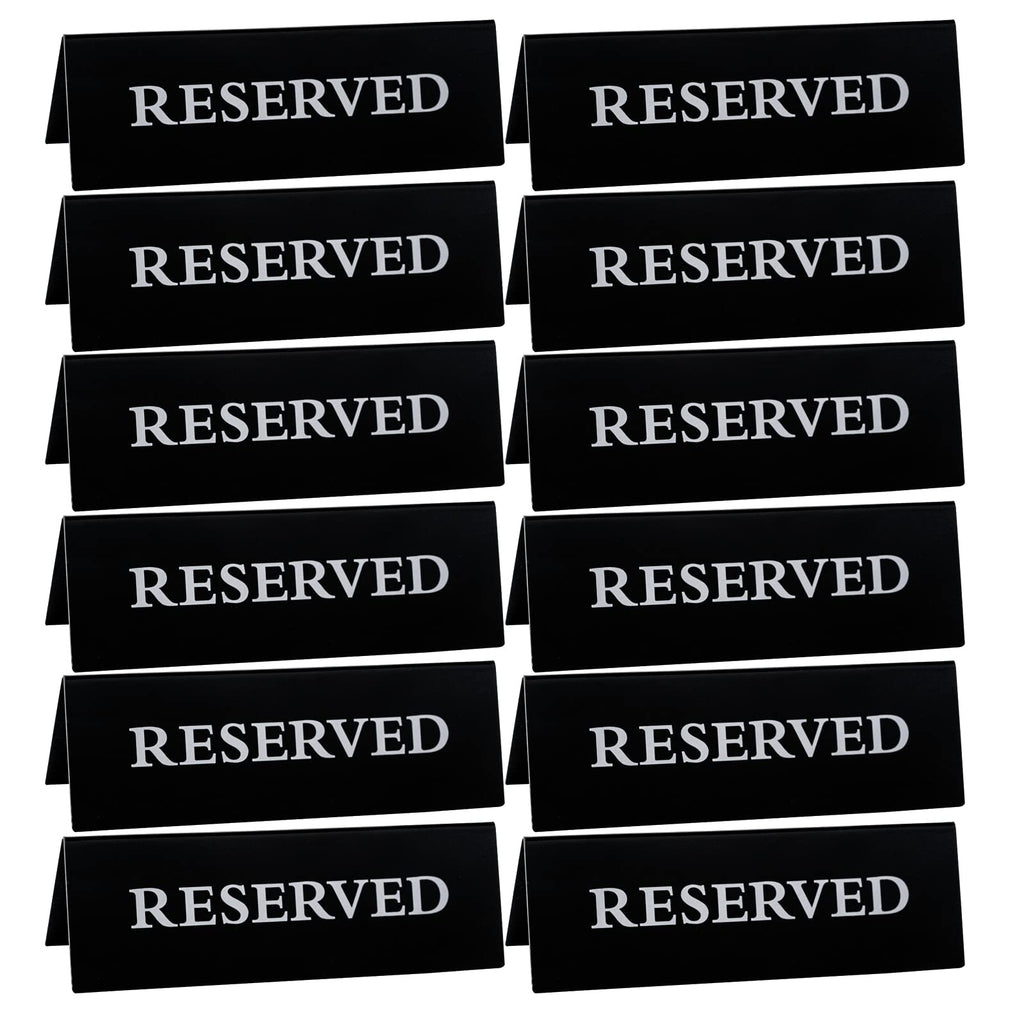 12 Pieces Reserved Table Sign for Wedding Table Acrylic Reservation Signs for Tables Black Reserved Seat Signs for Restaurants W