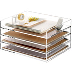 Sanrui 4 Tier Clear Desk Paper Letter Organizer Trays, A4 Stackable File Document Tray, Acrylic Desk Organizers And Accessories