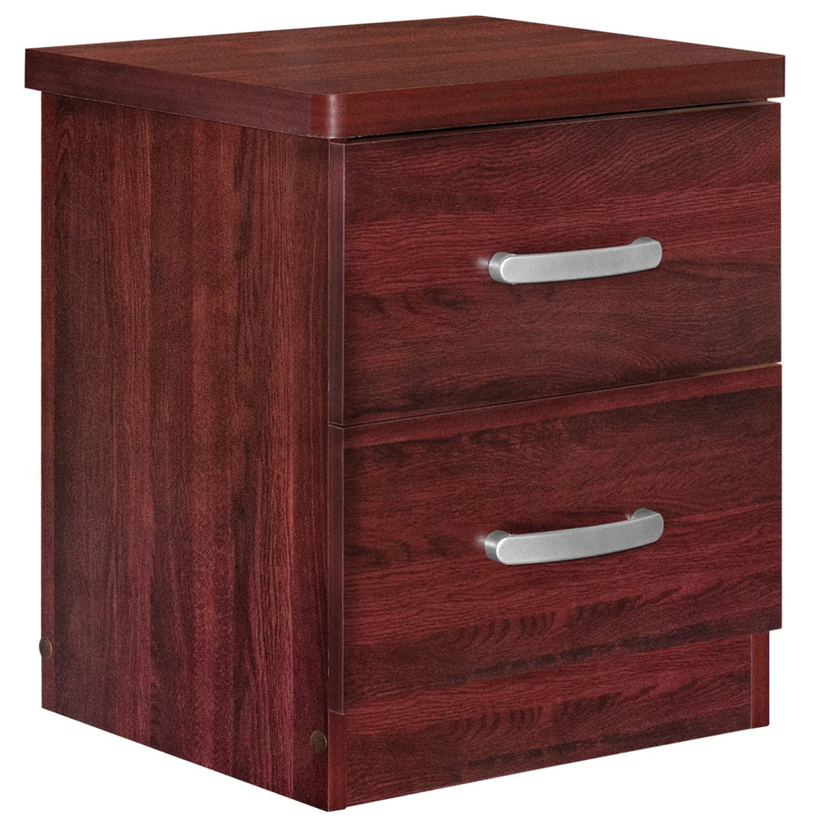 Better Home Products Cindy Faux Wood 2 Drawer Nightstand in Mahogany