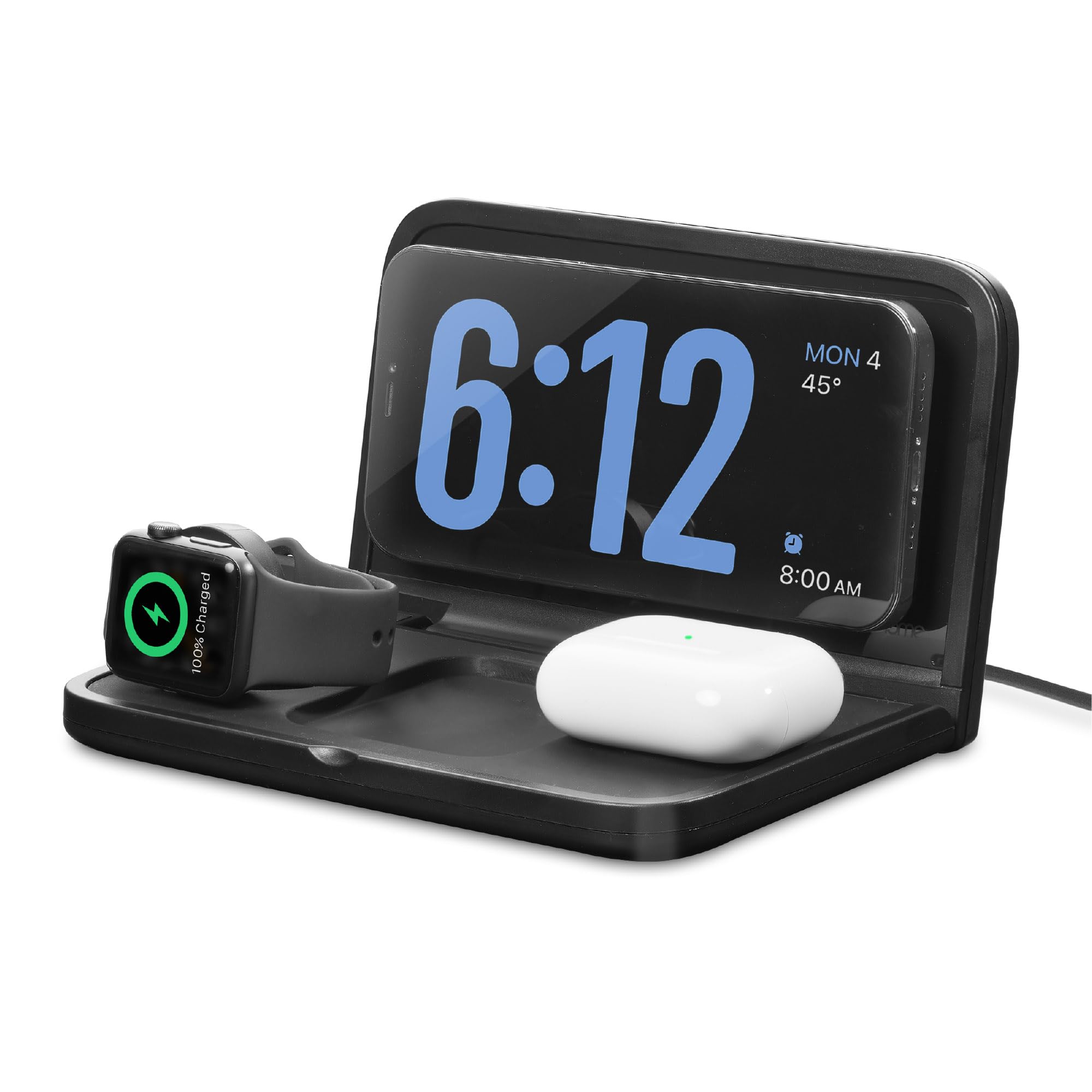 iHome Alarm Clock with Wireless Charging, Digital Alarm Clock for Bedroom Includes Wireless Charger for iPhone, AirPods, and App