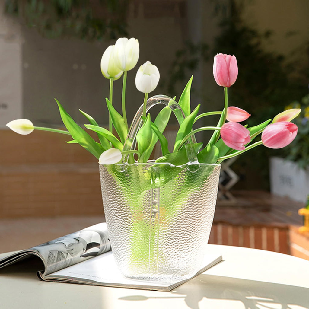 Beferr 10Pcs Tulips Artificial Flowers Faux Tulip Real Touch Tulip Fake Flowers Bouquets Arrangements For Easter Spring Flowers