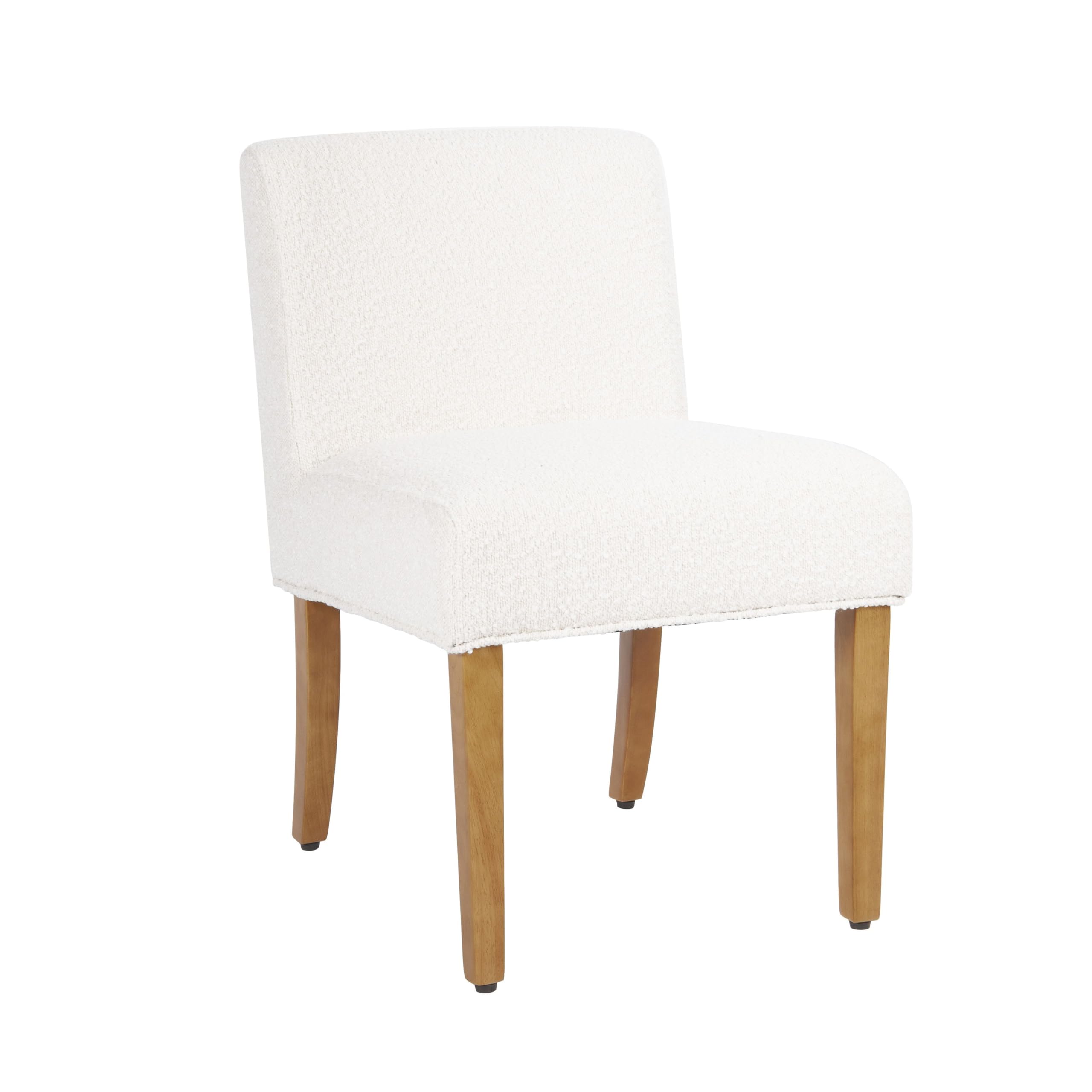 Homepop Home Decor | Upholstered Dining Chairs With Low Back |Decorative Home Furniture, Cream Boucle (Single Pack)