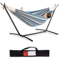 Pnaeut Double Hammock With Space Saving Steel Stand Included 2 Person Heavy Duty Garden Yard Outdoor 450Lb Capacity Hammocks (Li