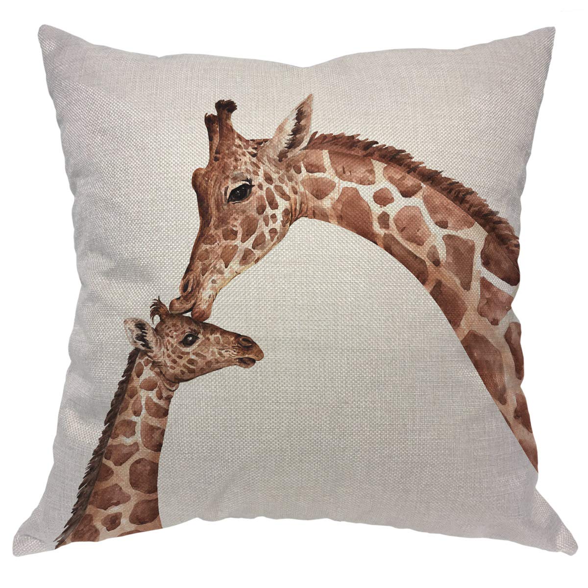 Beabes Throw Pillow Cover Watercolor Giraffes South African Animal Love Mum Cartoon Cute Funny Design Square Pillow Case Cushion