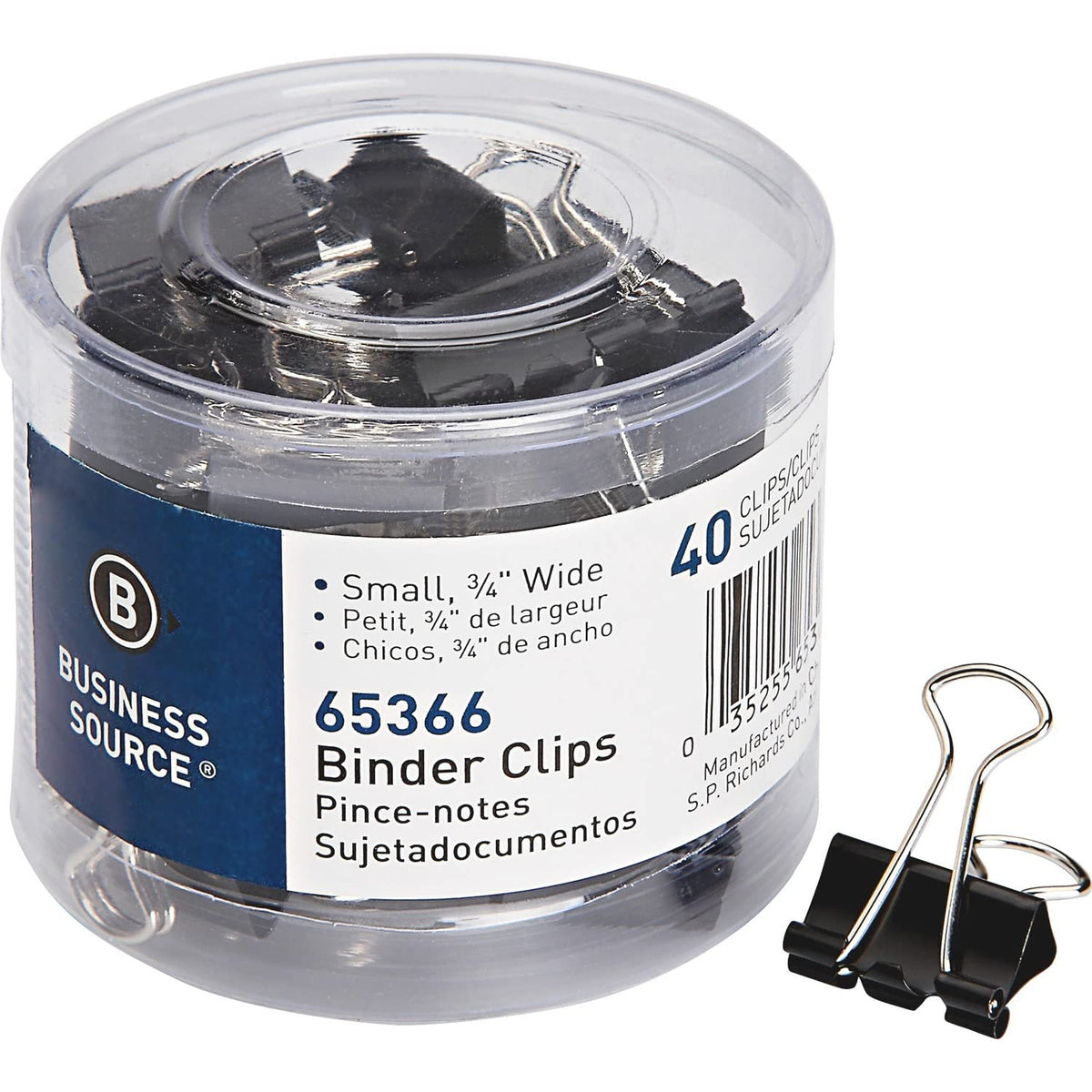 Business Source 65366 Binder Clips, Small, Black