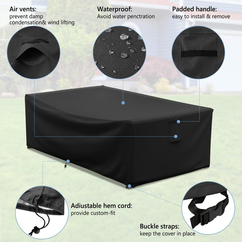 Akefit 2 Years Lifespan Patio Furniture Set Covers Size 126'X63'X29',500D Extra Heavy Duty Outdoor Furniture Cover, Waterproof Extra Large Outdoor Sectional Cover,Square And Retangle Patio Table Cover