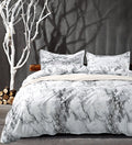 Nanko Queen Bedding Duvet Cover Set White And Black Marble Printed 3 Piece - 1000 - Tc Luxury Microfiber Down Comforter Quilt Co