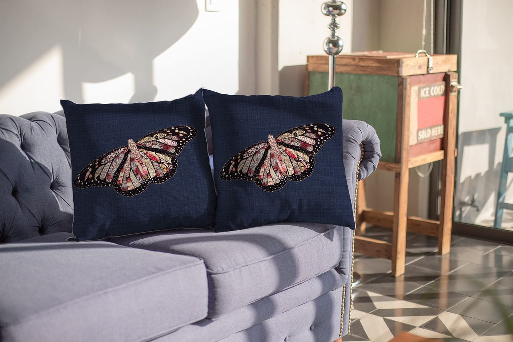 HomeRoots 18' Denim Blue Butterfly Suede Throw Pillow