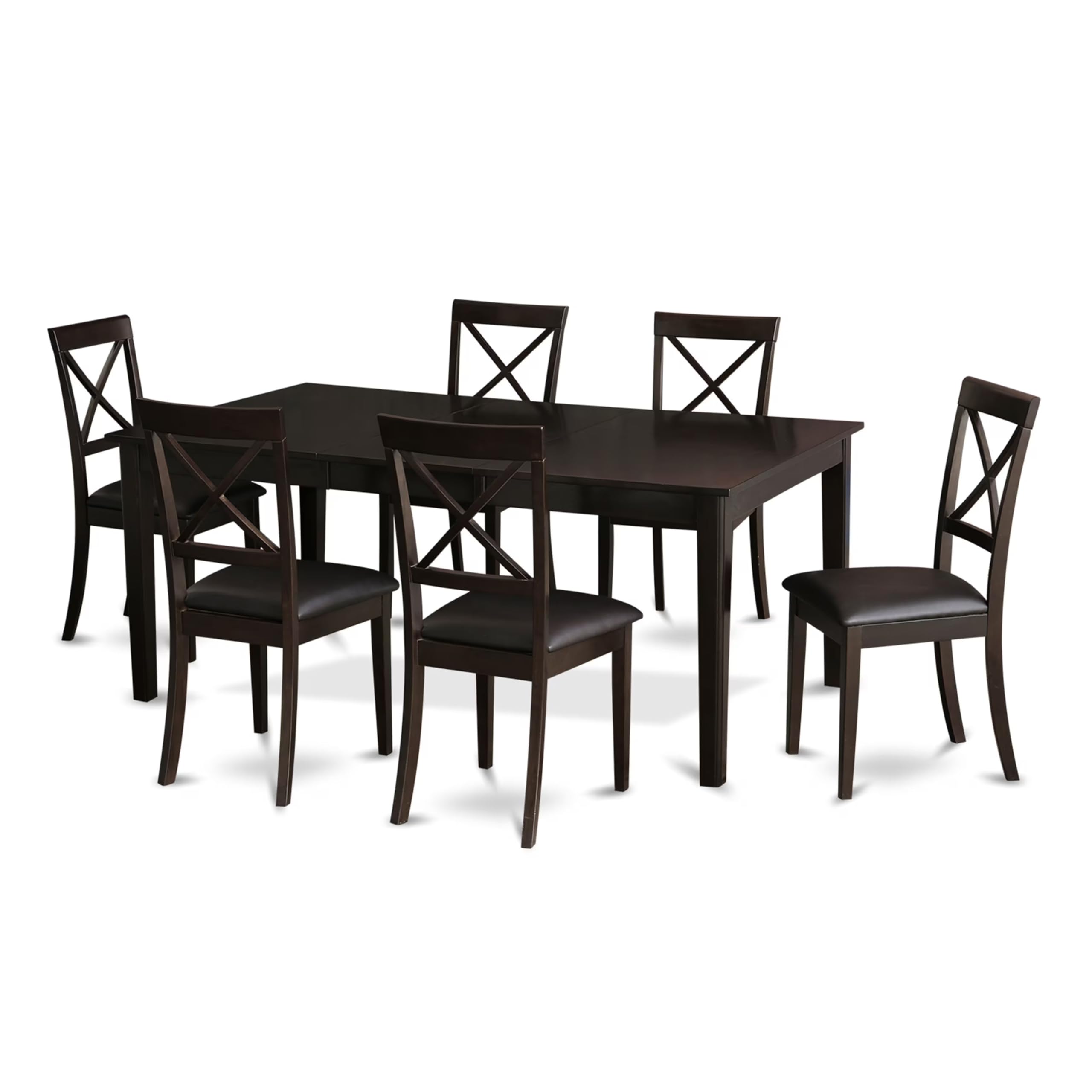 East West Furniture HEBO7-CAP-LC Henley 7 Piece Kitchen Set Consist of a Rectangle Table with Pedestal and 6 Faux Leather Dining Room Chairs, 42x72 Inch