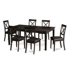 East West Furniture HEBO7-CAP-LC Henley 7 Piece Kitchen Set Consist of a Rectangle Table with Pedestal and 6 Faux Leather Dining Room Chairs, 42x72 Inch
