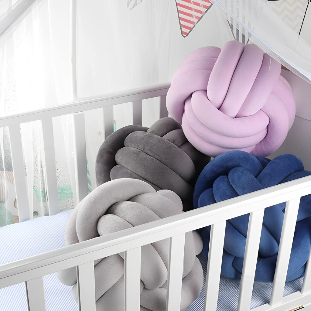 Knot Pillow Ball Round Cushion Pillows, Children Room Decoration Plush Toys Calming Stress Relief Toy (Light Gray,11In/28Cm)