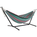 Vivere With Space Saving Steel Stand 9Ft Double Cotton Hammock (450 Lb Capacity-Premium Carry Bag Included), Watermelon