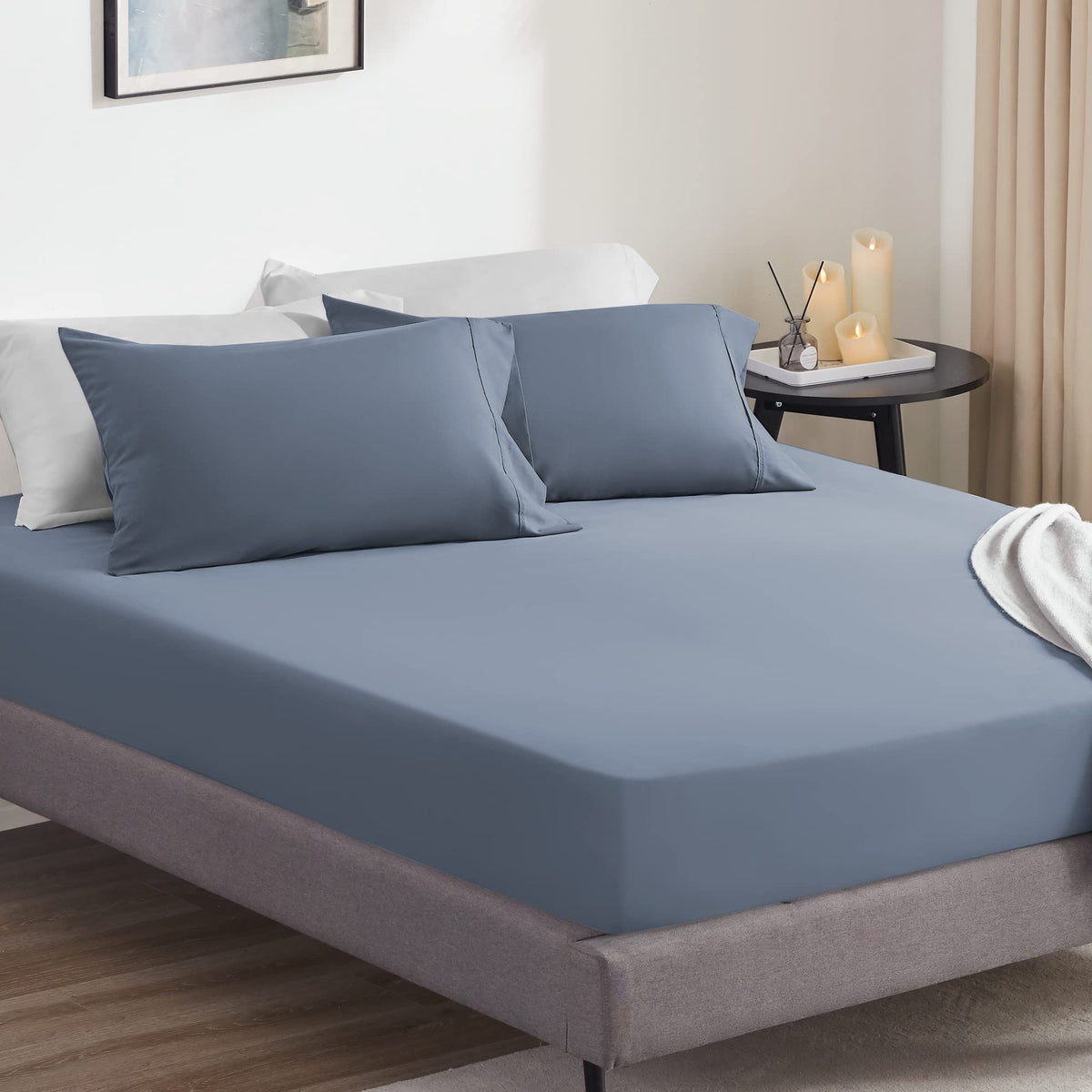 Sonive 2-Pack Full Fitted Sheets Super Soft 1800 Double Brushed Microfiber Wrinkle Free Sheets Deep Pocket Up To 16' (Full, Fli
