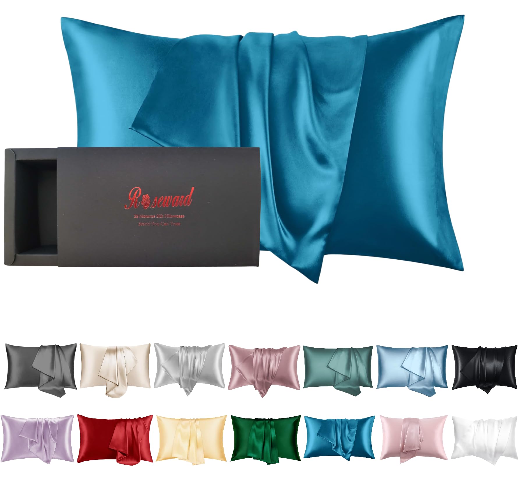Mulberry Silk Pillowcase for Hair and Skin Made in USA, 22 Momme King Size Silk Pillow Cases with Zipper, 100% Silk, Anti Aging,