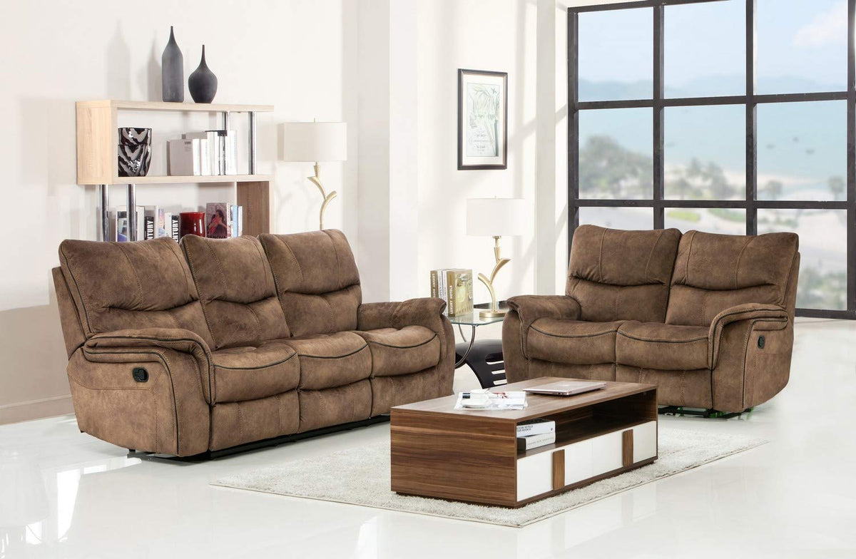 HomeRoots Decor 63'' X 40'' X 40'' Modern Light Brown Leather Sofa and Loveseat