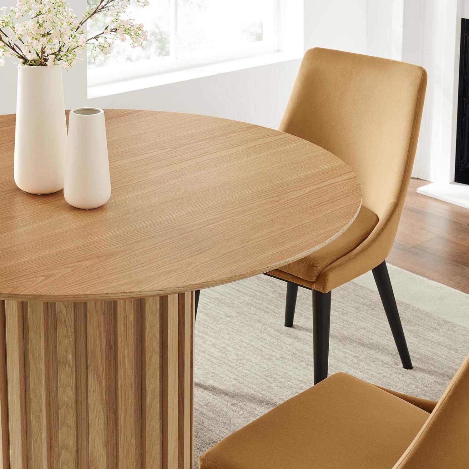 Modway Senja 47&Quot; Round Modern Style Mdf And Wood Dining Table In Oak