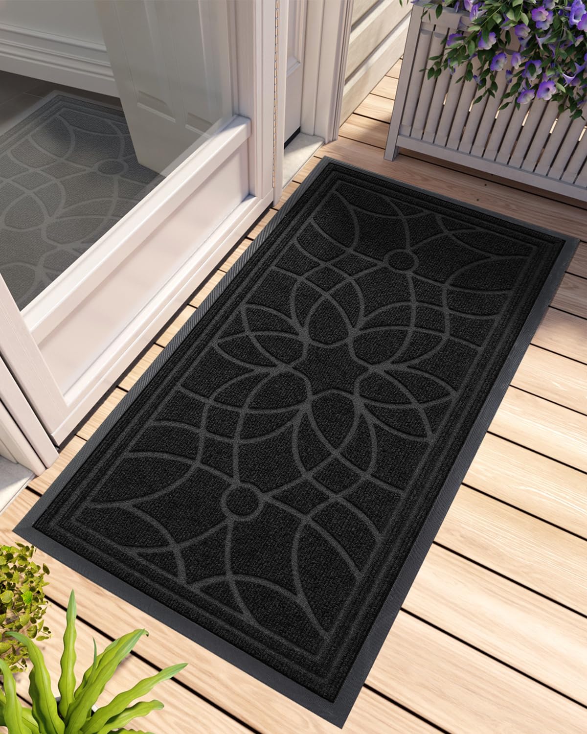 Dexi Front Door Mat, Welcome Mat Heavy Duty Non Slip Low Profile Outside Doormat For Entryway, Patio, Garage, High Traffic Areas