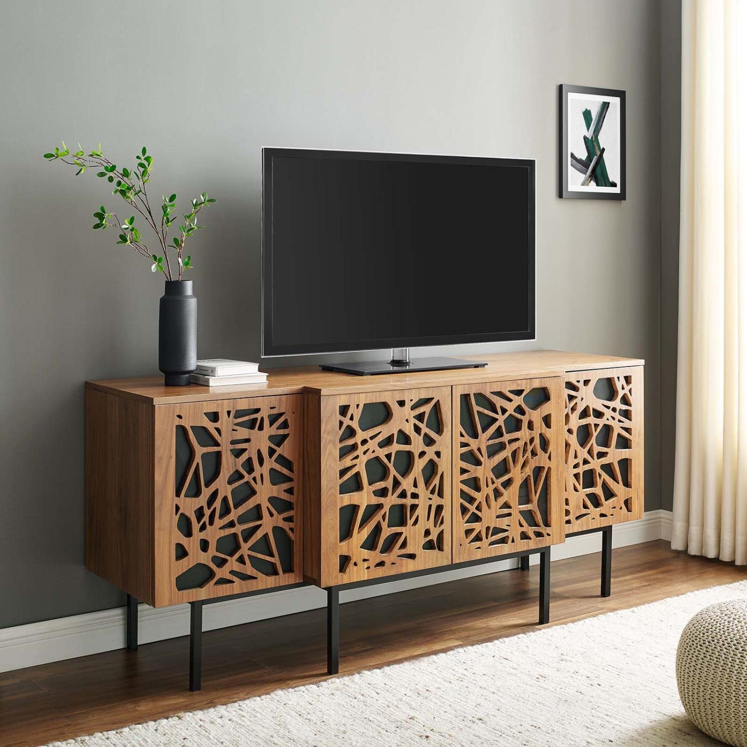 Modway Telluride Wood Sideboard Credenza in Walnut