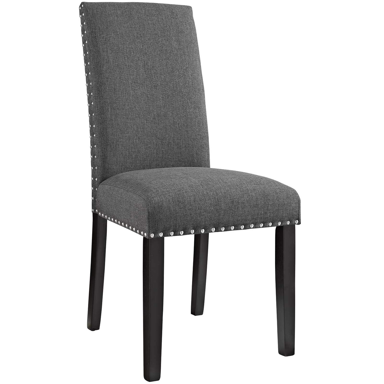 Modway Parcel Modern Upholstered Fabric Two Dining Chairs With Nailhead Trim In Gray