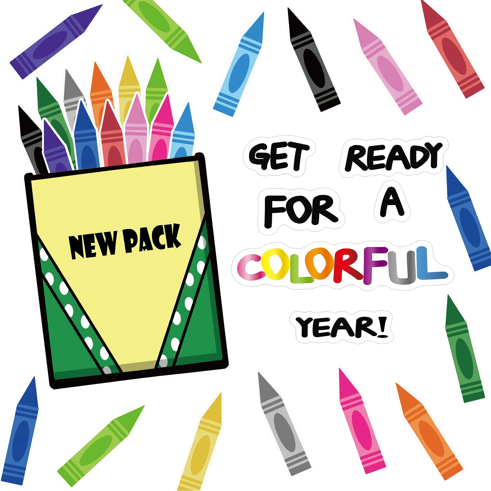 Taobary 73 Pcs Crayon Bulletin Board Cutouts Colorful Crayon Accents Get Ready For A Colorful Year Paper Cutouts Classroom Crayo