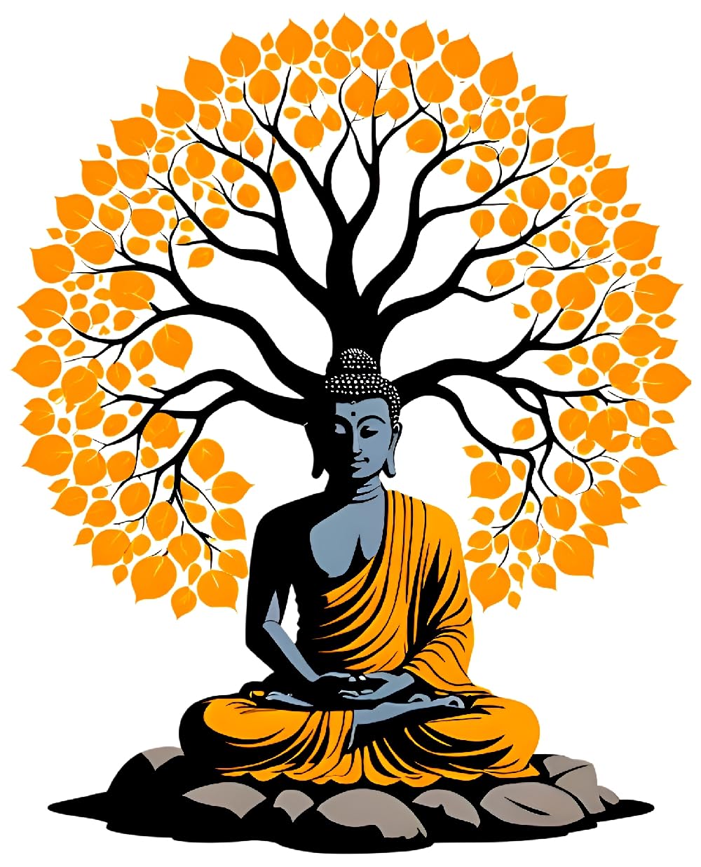 Techgifti Lord Buddha Religious Wall Decor Sticker For Home And Office, Size  46X52 Cm, Meditation Decor, Home Decoration & Dec