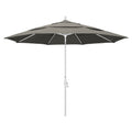 California Umbrella 11 Round Aluminum Market Umbrella, Crank Lift, Collar Tilt, White Pole, Pacifica Purple