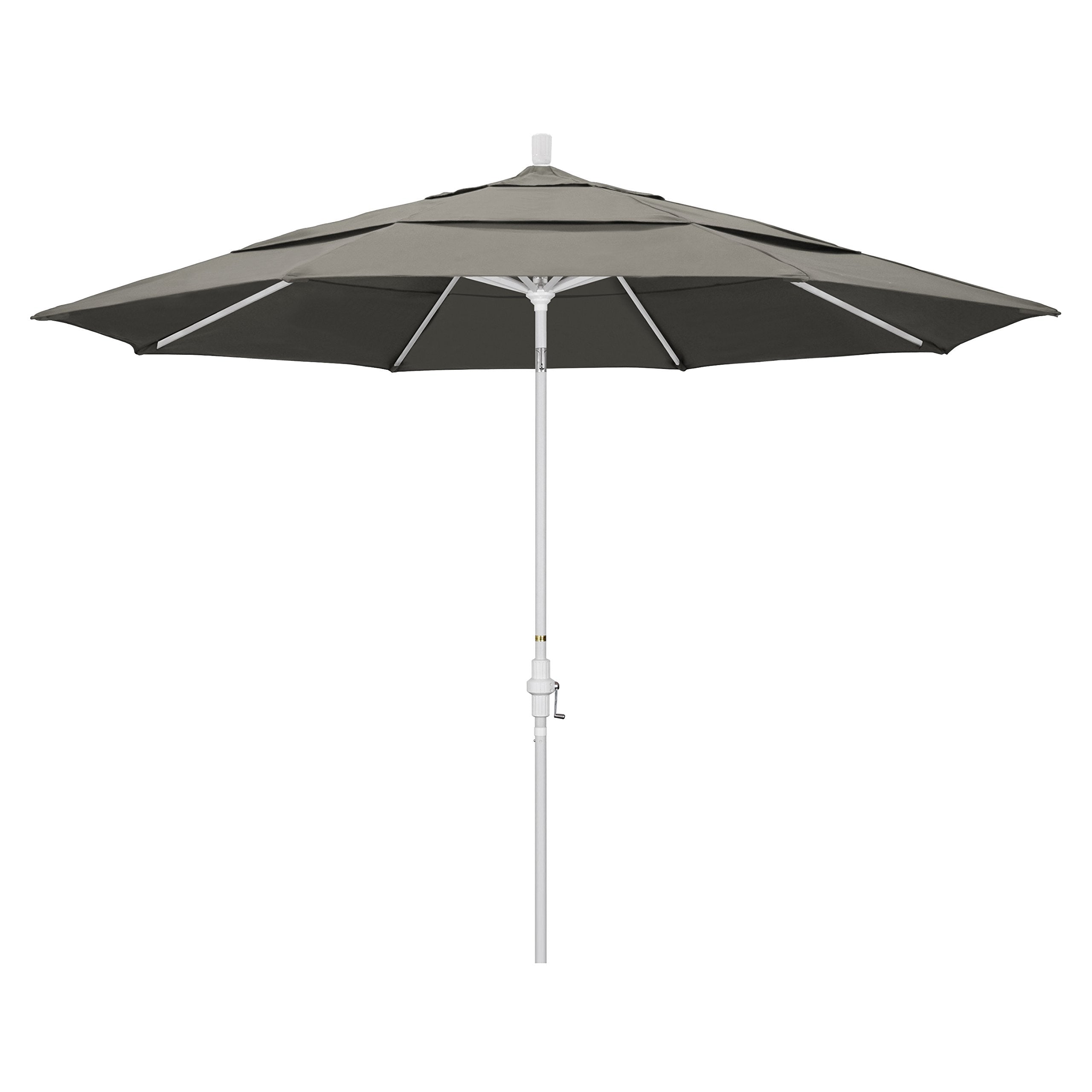 California Umbrella 11 Round Aluminum Market Umbrella, Crank Lift, Collar Tilt, White Pole, Pacifica Purple