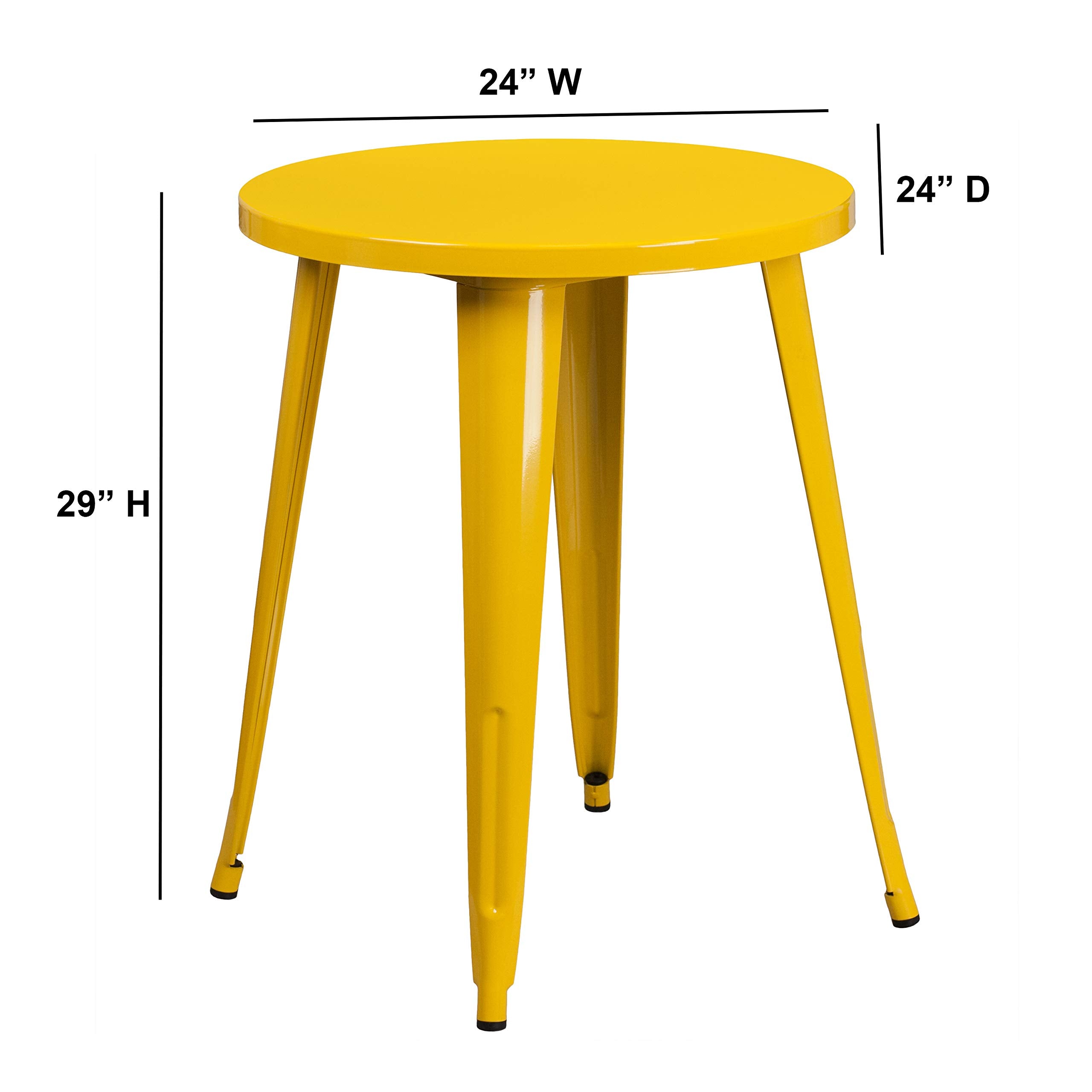 Flash Furniture Webb Commercial Grade 24&quot; Round Yellow Metal Indoor-Outdoor Table