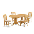 East West Furniture VANO5-OAK-C 5 Piece Dining Set Includes an Oval Dining Room Table with Butterfly Leaf and 4 Linen Fabric Upholstered Kitchen Chairs, 40x76 Inch, Oak