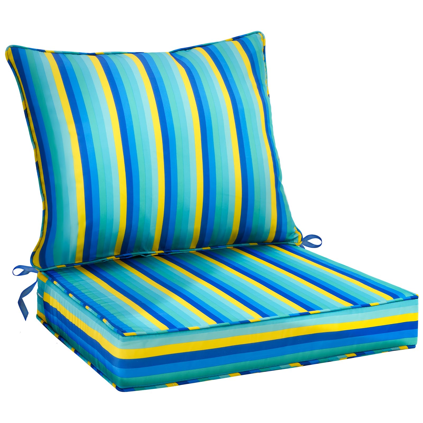 Pltcat Outdoor Chair Cushion Set 19 X 19, Waterproof Fade Resistant Patio Furniture Deep Seat & Backrest Cushion Set With Remova