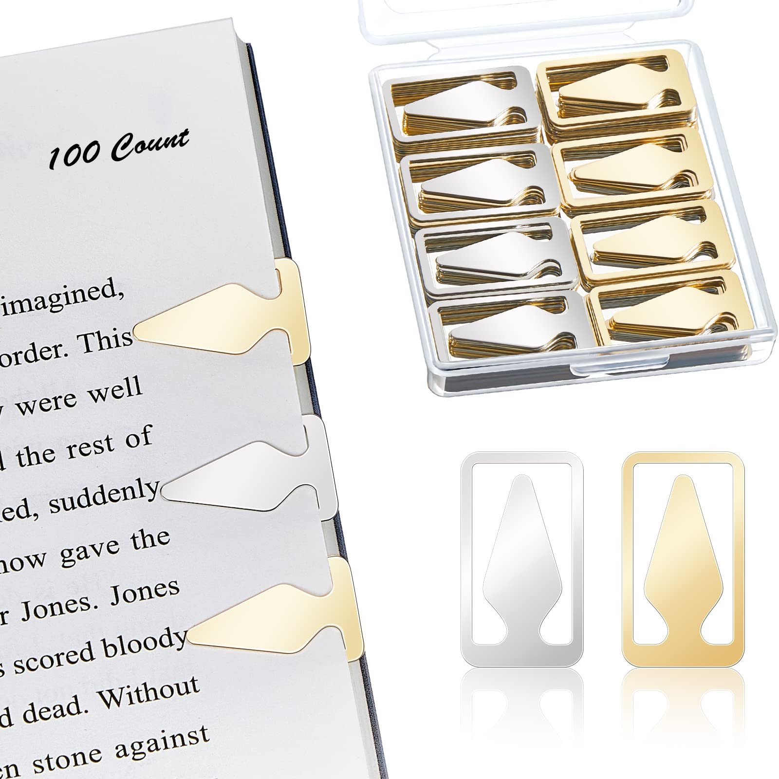 Book Line Markers 100 Count Tin Mixed Metals Bookmarkers Book Page Markers Arrow Bookmarks Gold Silver Book Marker Clip For Read