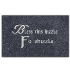 Assaoy Bless This Hizzle Fo Shizzle Door Mat Outdoor Entrance,Funny Doormats Welcome Floor Mat Fall Front Black Embroidered Door