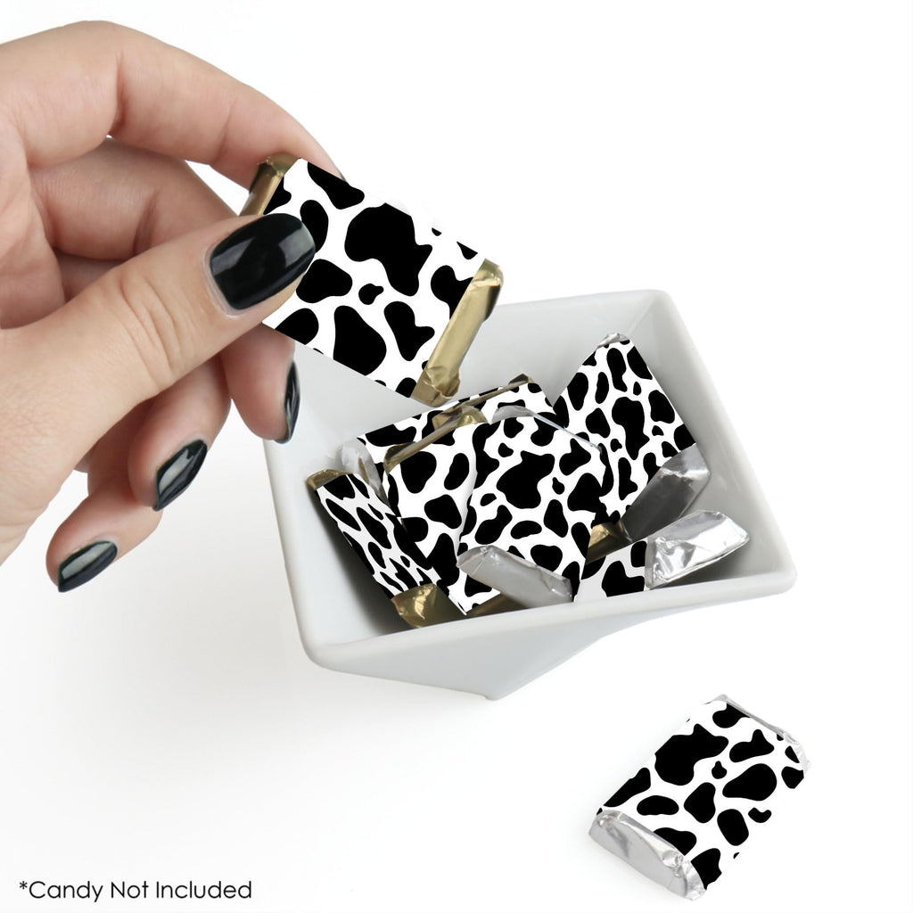 Big Dot Of Happiness Cow Print - Mini Candy Bar Wrapper Stickers - Farm Animal Party Small Favors - 40 Count