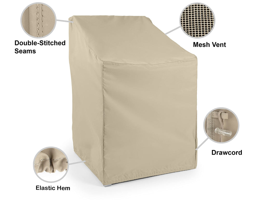 Covermates Outdoor Chair Cover - Water Resistant Polyester, Drawcord Hem, Mesh Vents, Seating And Chair Covers, 30W X 38D X 36H, Khaki