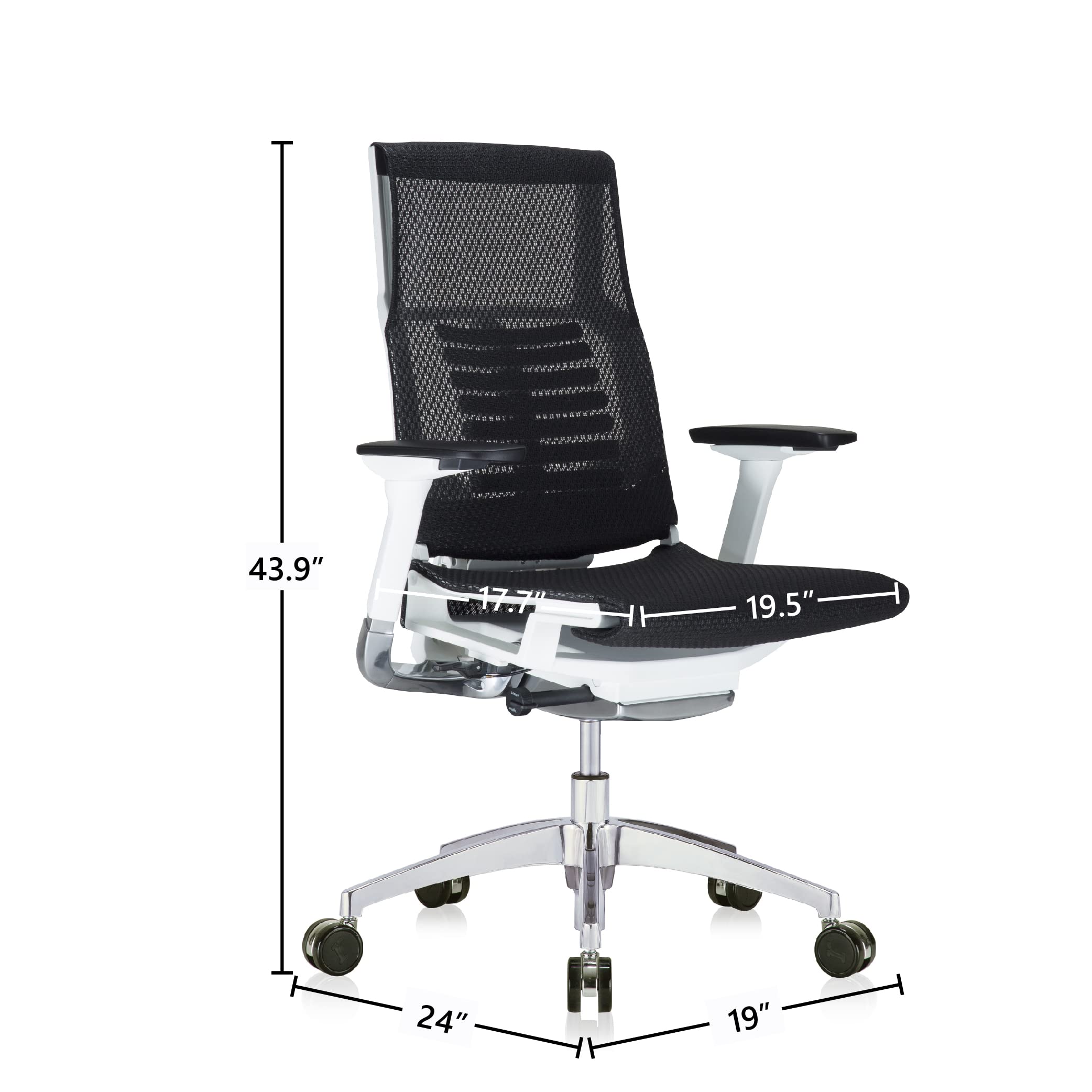 Powerfit Exec Chair Black Mesh Seat & Back-White Frame