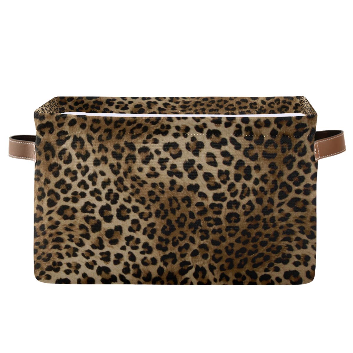 UOYO Leopard Print Vintage Storage Basket Collapsible Storage Cube Basket Bins
