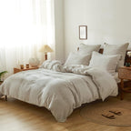 Simple&Opulence 100% Linen Duvet Cover Set, Pure Natural French Flax Linen Duvet Cover Twin Size, Breathable Soft Comfy Linen Be